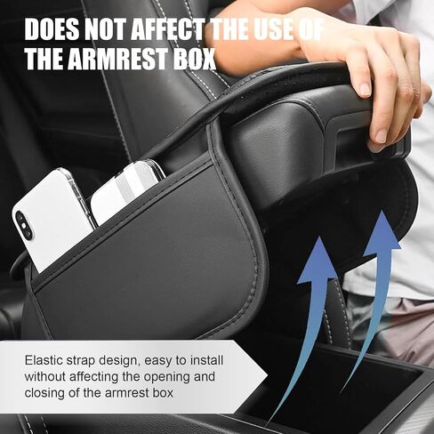 MLY Car Center Console Cover, Leather Armrest Cover with 2 Storage Bags, Anti-Scratch Waterproof Armrest Cushion, Interior Accessories Arm Rest Covers Pad Protector for Car, SUV, Truck, Sedan (Gray) in Saudi Arabia