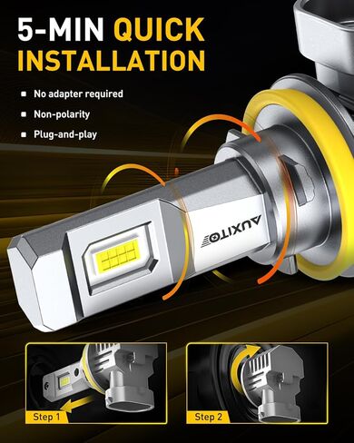 AUXITO H11/H9/H16/H8 LED Fog Light Bulbs, 6500K Cool White, 30000LM Brighter, Plug & Play, True Mini Size, Long Lifespan LED Fog Lights, Pack of 2 in Saudi Arabia