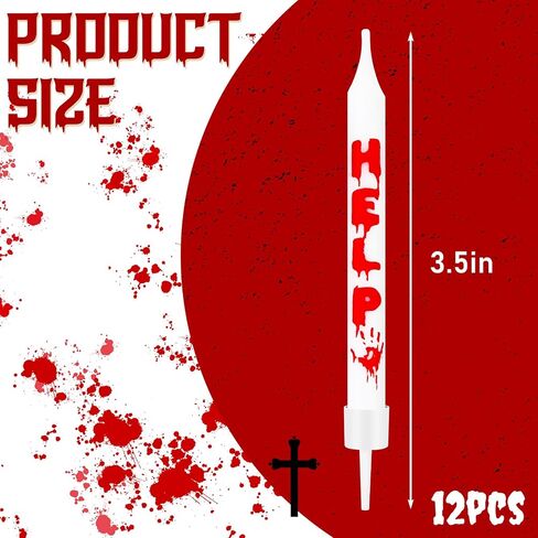 12 Pcs Bloody Handprint Candles Birthday Scary Cake Decorations Have a Killer Birthday Cupcake Topper Blood Splatter Creepy Vampire Zombie Halloween Party Decorations Carnival Supplies in Saudi Arabia