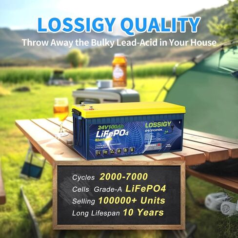 بطارية بلوتوث ليثيوم 24V Lithium مع شاحن ليثيوم 15A ، تطبيق بلوتوث مريح ، ذروة التيار 400A (3-5S) ، 10 سنوات عمر ، قذيفة أكثر ضغطًا ، IP65 مثالية لمحرك التصيد ، القارب ، RV in Kuwait