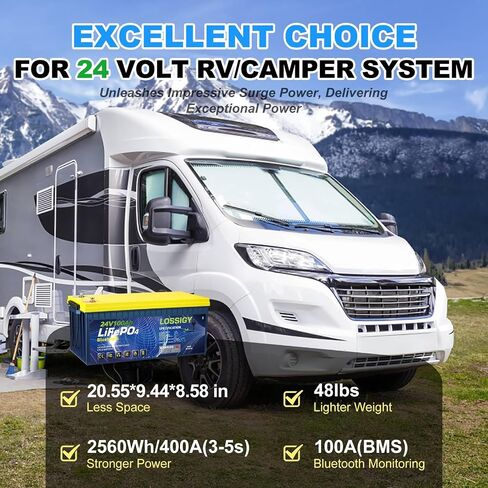 بطارية بلوتوث ليثيوم 24V Lithium مع شاحن ليثيوم 15A ، تطبيق بلوتوث مريح ، ذروة التيار 400A (3-5S) ، 10 سنوات عمر ، قذيفة أكثر ضغطًا ، IP65 مثالية لمحرك التصيد ، القارب ، RV in Kuwait