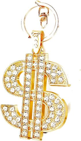 Dollar Sign Keychain Hip Hop Money Dollar Iced Out Rhinestone Keyring Purse Car Accessories in Saudi Arabia
