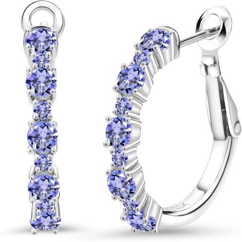 أقراط نسائية من الفضة الإسترلينية 925 من الأحجار الكريمة الكريمة (1.32 Cttw، قطع دائري، قطر 3/7 بوصة)، حجر كريم معدني، جمشت, حجر كريم معدني, اميثيست in Kuwait