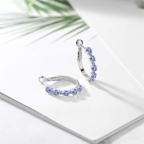 أقراط نسائية من الفضة الإسترلينية 925 من الأحجار الكريمة الكريمة (1.32 Cttw، قطع دائري، قطر 3/7 بوصة)، حجر كريم معدني، جمشت, حجر كريم معدني, اميثيست in Kuwait