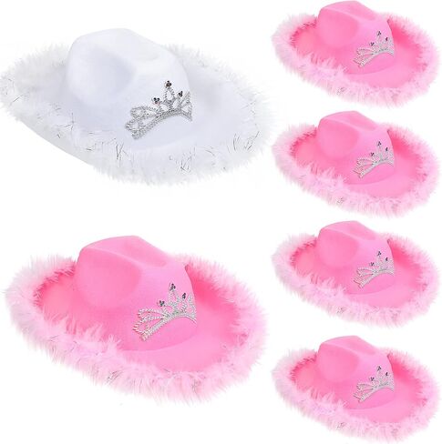 Hicarer 6pcs Cowgirl Hats Bride Western Cowboy Hat for Girls or Women for Bachelorette Party, Wedding and Birthday in Saudi Arabia
