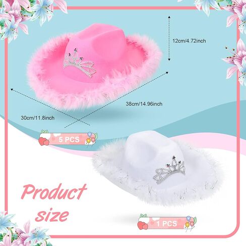 Hicarer 6pcs Cowgirl Hats Bride Western Cowboy Hat for Girls or Women for Bachelorette Party, Wedding and Birthday in Saudi Arabia