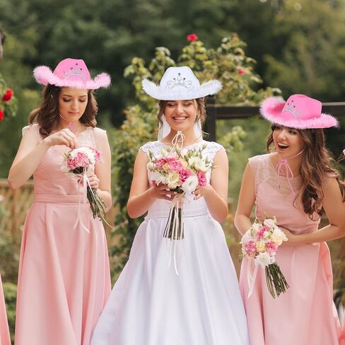 Hicarer 6pcs Cowgirl Hats Bride Western Cowboy Hat for Girls or Women for Bachelorette Party, Wedding and Birthday in Saudi Arabia