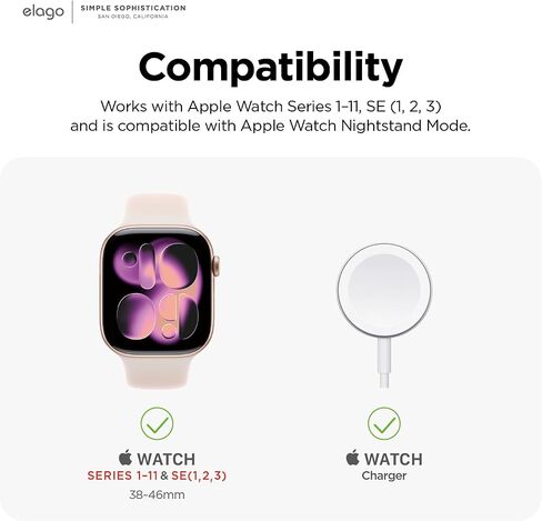 elago W4 Apple Watch Stand Compatible with iWatch Series 9/8/7/6/SE/5/4/3/2/1/SE (45mm, 44mm, 42mm, 41mm, 40mm, 38mm) Support Night Stand Mode. in Saudi Arabia