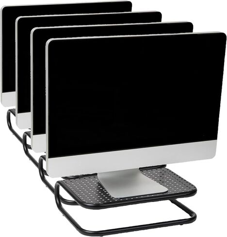 Mind Reader Monitor Stand, Set of 2, Ventilated Laptop Riser, Desktop Organizer, Metal, 14.25"L x 11"W x 4.25"H, Black in Kuwait