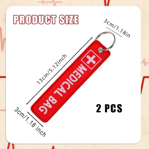 2pcs Medical Alert Tags for Bags, Double-Sided Medical Equipment Device Luggage ID Tag Durable and Reusable Respiratory Supplies Keychain Label for Backpack Luggage (Red) in Saudi Arabia
