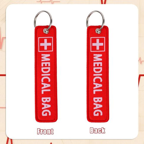 2pcs Medical Alert Tags for Bags, Double-Sided Medical Equipment Device Luggage ID Tag Durable and Reusable Respiratory Supplies Keychain Label for Backpack Luggage (Red) in Saudi Arabia