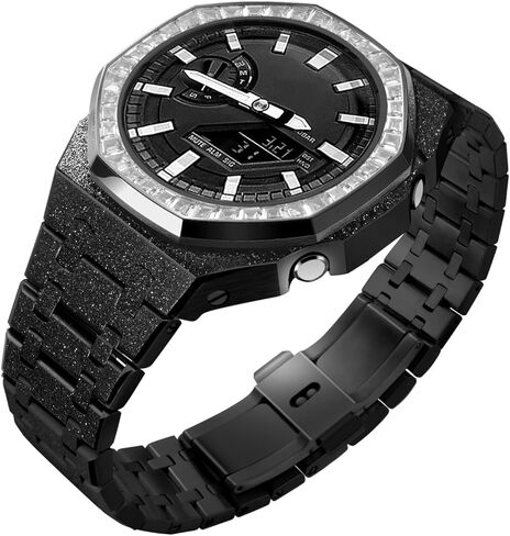 GA2100 حزام CASE CASTER MOD ، Frostered Surface Ring Ring Steel Ringed Metal Modify Mediace Square Square Diamond Cullible Text مع Casio G-Shock GA2100/GA2110/GAB2100 in Kuwait