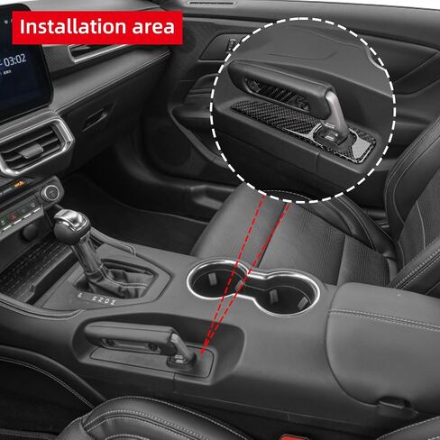 Betterhumz متوافق مع Ford Mustang 2024 2025 ألياف الكربون لوحة تزيين لوحة التزيين الملصقات ملصقات السيارة الداخلية (أسود) in Saudi Arabia