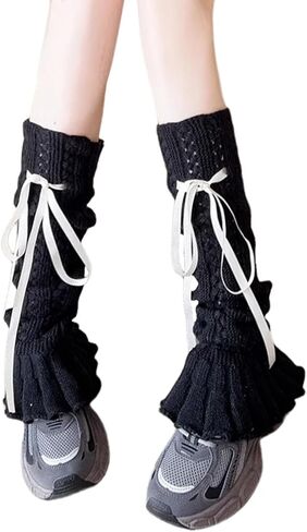 Leoparts Women's Theknated Leghers Bow Choled Shulled Trim Knee High Leg Sleeve Scover in Saudi Arabia