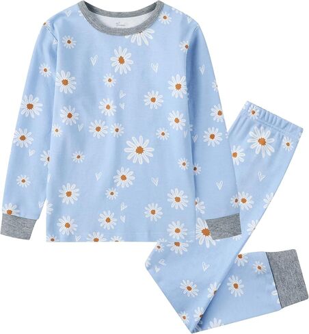 مجموعة O2 Baby Organic Boys Girls Pajama مجموعة ، من قطعتين من الأكمام الطويلة و Pants Pajamas ، Toddler Snug Fit Sleepwear in Kuwait