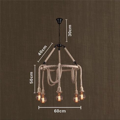 Lnptal Rustic Rope Respherelier ، مصباح معلق مزرعة مزرعة 6 خلاصة مع قاعدة E27 ، مصباح سقف حبل القنب العتيق لغرفة الطعام وغرفة المعيشة والبار in Saudi Arabia