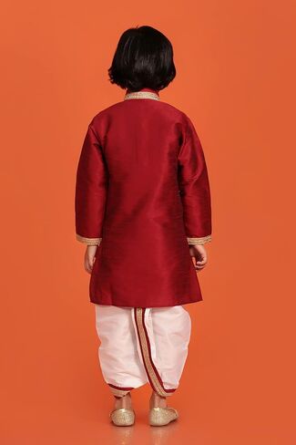 AJ DEZINES Kids Solid Silk Kurta Dhoti Set Traditional Festive & Ethnic Wear Kurta Dhoti For Boys in Kuwait