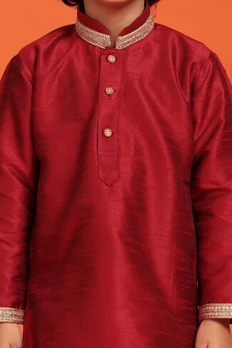 AJ DEZINES Kids Solid Silk Kurta Dhoti Set Traditional Festive & Ethnic Wear Kurta Dhoti For Boys in Kuwait