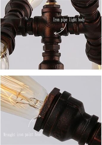 ثريا أنابيب steampunk الصناعية lnptal ، 7-light عتيقة سقف المزرعة الإضاءة مع قاعدة E27 ، مصباح شنق لمبة إديسون ريفي لغرفة الطعام ، المطبخ ، غرفة المعيشة in Saudi Arabia