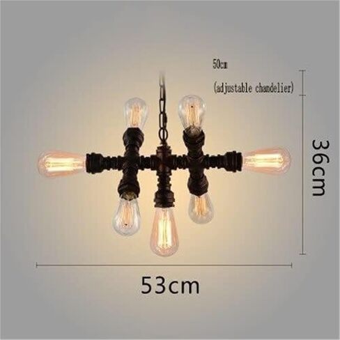 ثريا أنابيب steampunk الصناعية lnptal ، 7-light عتيقة سقف المزرعة الإضاءة مع قاعدة E27 ، مصباح شنق لمبة إديسون ريفي لغرفة الطعام ، المطبخ ، غرفة المعيشة in Saudi Arabia