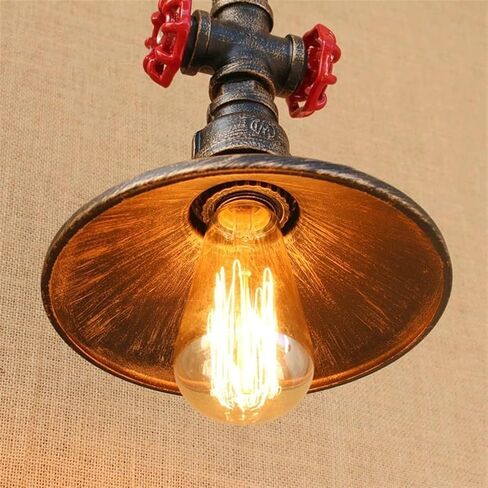 Lnptal Industrial Steampunk Pipe Mipe Light ، مصباح معلق مزرعة عتيقة مع قاعدة E27 ، تركيبات السقف المعدنية الريفية لجزيرة المطبخ ، البار ، المقهى ، غرفة الطعام in Saudi Arabia