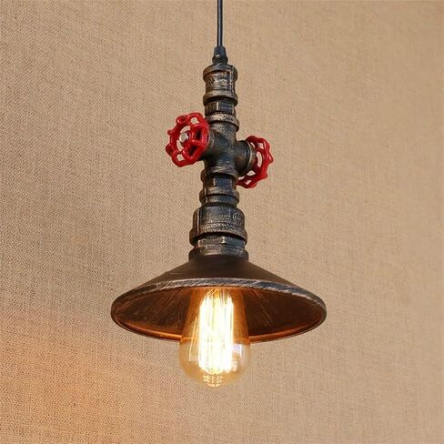 Lnptal Industrial Steampunk Pipe Mipe Light ، مصباح معلق مزرعة عتيقة مع قاعدة E27 ، تركيبات السقف المعدنية الريفية لجزيرة المطبخ ، البار ، المقهى ، غرفة الطعام in Saudi Arabia