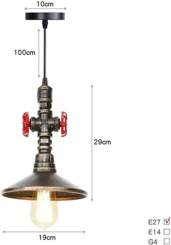 Lnptal Industrial Steampunk Pipe Mipe Light ، مصباح معلق مزرعة عتيقة مع قاعدة E27 ، تركيبات السقف المعدنية الريفية لجزيرة المطبخ ، البار ، المقهى ، غرفة الطعام in Saudi Arabia