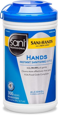 Instant Hand Sanitizing Wipe, 7.50" x 5.50", White 300 Count in Saudi Arabia