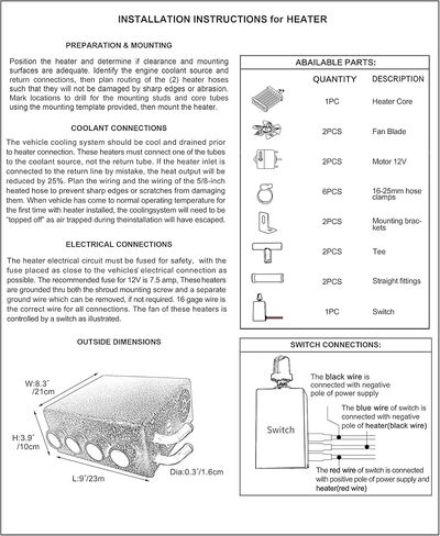XUSHA 8000 BTU 4 PORTS 12 Volt Car Universal Car Truck Fan Heater Heater Air Comel STAILE STAILE STAIL in Kuwait