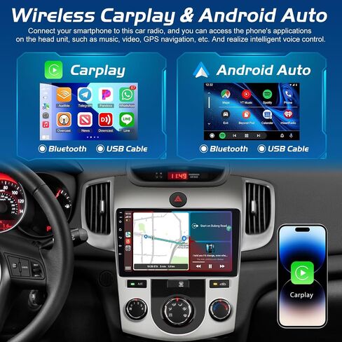 [2+64G] Android 13 Car Radio for Kia Forte 2009-2017 with Wireless Carplay and Android Auto - 9 Inch Touch Screen Car Stereo - Hi-Fi/WiFi/GPS Navigation/SCW + AHD Backup Camera in Saudi Arabia