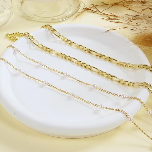 سلسلة خصر مطلية بالذهب 14K للنساء ، 2pcs قابلة للتعديل حبات اللؤلؤ ، وملحقات مجوهرات البطن الصيفية ذات الطبقات الصيفية in Kuwait