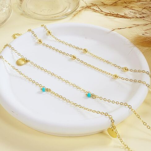 سلسلة خصر مطلية بالذهب 14K للنساء ، 2pcs قابلة للتعديل حبات اللؤلؤ ، وملحقات مجوهرات البطن الصيفية ذات الطبقات الصيفية in Kuwait