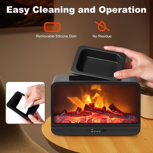 Flame Fireplace Wax Melt أكثر دفئًا ، Wax Scentsy أكثر دفئًا مع توقيت ، شمع كهربائي أكثر دفئًا للشمع المعطر مع لوحة تسخين PTC ، موقد شمع للهدايا وديكور المنزل (أسود) in Kuwait