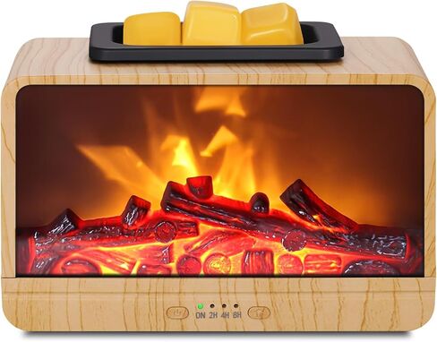 Flame Fireplace Wax Melt أكثر دفئًا ، Wax Scentsy أكثر دفئًا مع توقيت ، شمع كهربائي أكثر دفئًا للشمع المعطر مع لوحة تسخين PTC ، موقد شمع للهدايا وديكور المنزل (أسود) in Kuwait