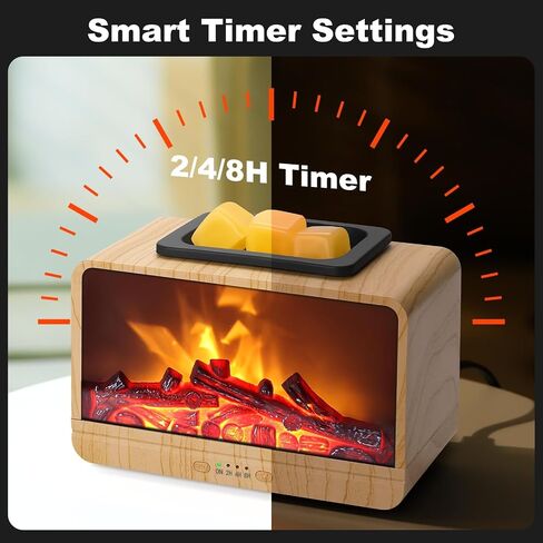 Flame Fireplace Wax Melt أكثر دفئًا ، Wax Scentsy أكثر دفئًا مع توقيت ، شمع كهربائي أكثر دفئًا للشمع المعطر مع لوحة تسخين PTC ، موقد شمع للهدايا وديكور المنزل (أسود) in Kuwait