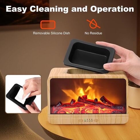 Flame Fireplace Wax Melt أكثر دفئًا ، Wax Scentsy أكثر دفئًا مع توقيت ، شمع كهربائي أكثر دفئًا للشمع المعطر مع لوحة تسخين PTC ، موقد شمع للهدايا وديكور المنزل (أسود) in Kuwait