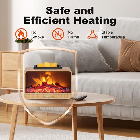 Flame Fireplace Wax Melt أكثر دفئًا ، Wax Scentsy أكثر دفئًا مع توقيت ، شمع كهربائي أكثر دفئًا للشمع المعطر مع لوحة تسخين PTC ، موقد شمع للهدايا وديكور المنزل (أسود) in Kuwait