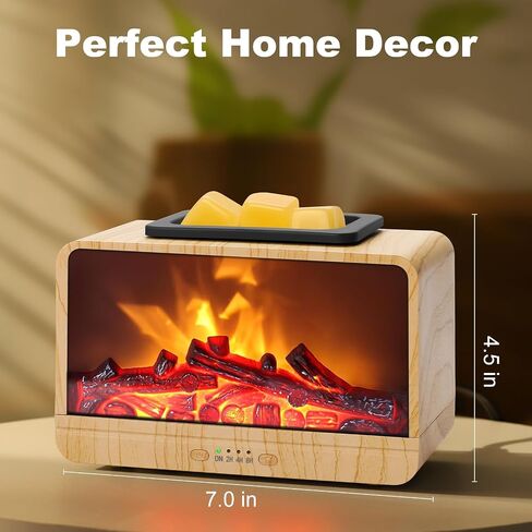 Flame Fireplace Wax Melt أكثر دفئًا ، Wax Scentsy أكثر دفئًا مع توقيت ، شمع كهربائي أكثر دفئًا للشمع المعطر مع لوحة تسخين PTC ، موقد شمع للهدايا وديكور المنزل (أسود) in Kuwait