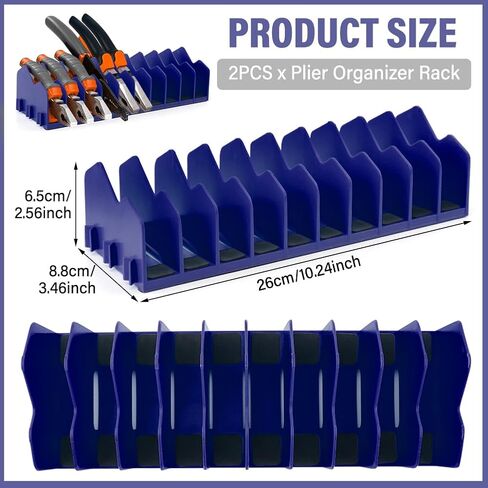 رف 2 حزمة Plier منظم ، منظم Cliers Cutters مع قاعدة غير قابلة للانزلاق ، 20 منظم صندوق أدوات فتحات ، احتفظ بأدوات منظمة في الأدراج (اللون: الأزرق) in Kuwait