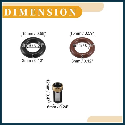 Fuel Injector Seal O Ring - Car O-Ring Rebuild Repair Kit - for Mercedes-Benz 3.5L 2005-2013 NBR Rubber Black - 6 Sets Automotive Parts in Saudi Arabia