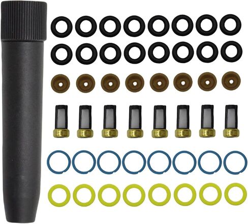 مجموعة ختم حقن الوقود مجموعة الإصلاح العالمي تشمل مجموعة O-Rings Pintle Caps فواصل الختم وسلال المرشح (8 مجموعة) مع أداة إزالة مرشح 1PCS محل 0280150943 0280150955 0280150962 in Saudi Arabia
