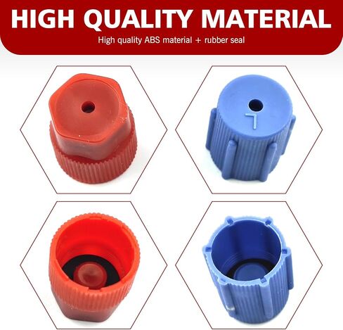 10 PCS R134A A/C CAP ، غطاء الحماية من الغبار والصلحة لمنافذ نظام تكييف الهواء ، أغطية موانئ الضغط العالية والمنخفضة الضيقة ، لمعظم ملحقات إصلاح السيارات (الأزرق والأحمر) in Saudi Arabia
