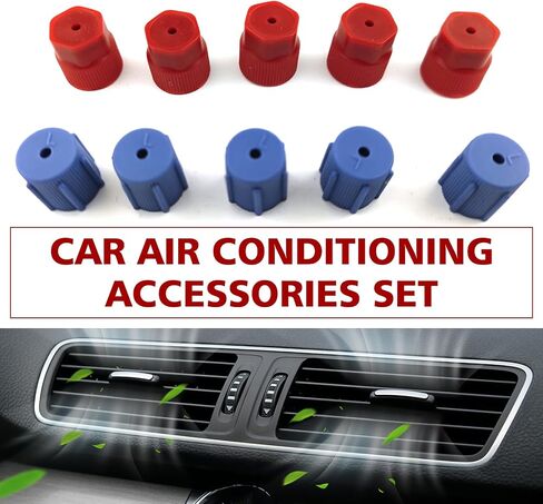 10 PCS R134A A/C CAP ، غطاء الحماية من الغبار والصلحة لمنافذ نظام تكييف الهواء ، أغطية موانئ الضغط العالية والمنخفضة الضيقة ، لمعظم ملحقات إصلاح السيارات (الأزرق والأحمر) in Saudi Arabia