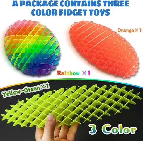 Fidget Toys 3 PCS - Fidget Worm Toy,Stress Relief Fidget Toys for Kids&Adults,Elastic Mesh Toys,Sensory Slug Fidget Toy,Resistance Fidget Toys,Anxiety Relief Toys (3 Colors Packing) in Kuwait