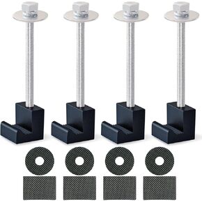Newace Truck Tool Box Mouting Kit Pickup Toolbox Tie Downs Aluminum Alloy J Hooks with Rust-Free 304 Stainless Steel Screws and Washers(4 Packs,Black)
