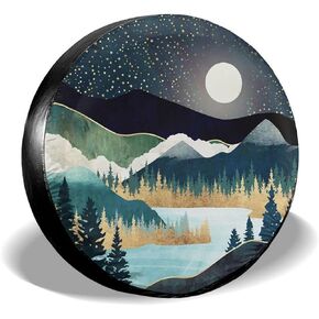 Abstract Mountains Deer Lake Landscape Spare Tire Cover Wheel Protectors Weatherproof Wheel Covers Universal Fit for Trailer Rv SUV Truck Camper Travel Trailers Accessories 14" 15" 16" 17"
