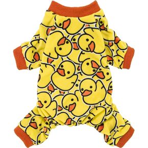 Fitwarm Funny Duck Dog Pajamas, Dog Winter Clothes for Small Dogs Girl, Lightweight Velvet Pet Jumpsuit, Cat Onesie, Yellow, Small
