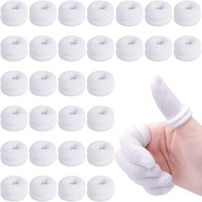 Finger Bandages 30pcs Bobs Thumb Bandage Finger Bandage Tubular White Cotton Finger Cots Finger Stall for Work Kitchen Finger Protection