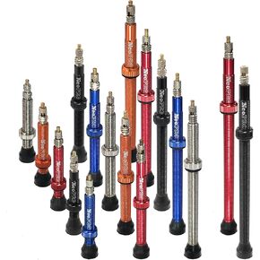 Tubeless Presta Valve Stem Set 40/60/65/80/100 mm with Value Core Remover Tool and Valve Stem Caps (Pair) Fit Most Bicycle Tubeless Rims (Black, 80 mm)