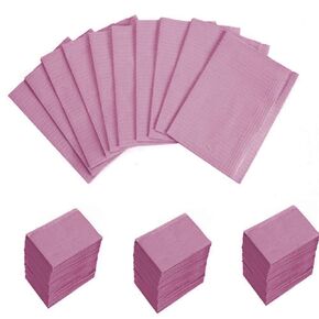 13" x 18" Dental Bibs Disposable Pack of 125,Soft and Waterproof Dentist Bibs for Medical Patients Dental Tray Covers,Tattoo Bib Sheet and Nail Table Cover Supplies (Pink)